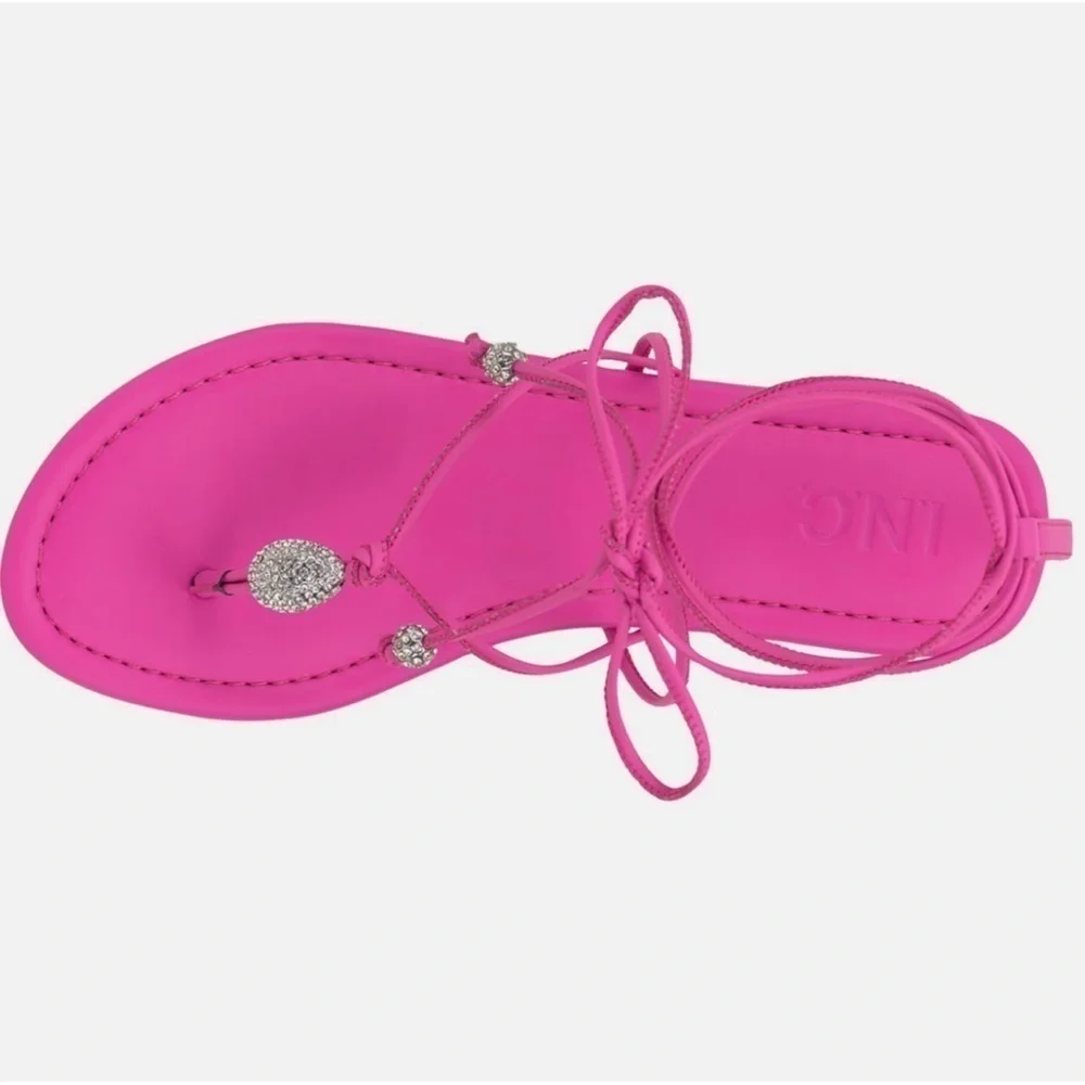 NWOT INC-Amilie Strappy Sandal Fuscia/Rhinestones Size 8